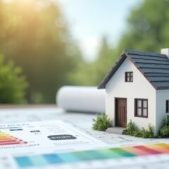 設計図と戸建模型から不動産投資と税金を考えるイメージ